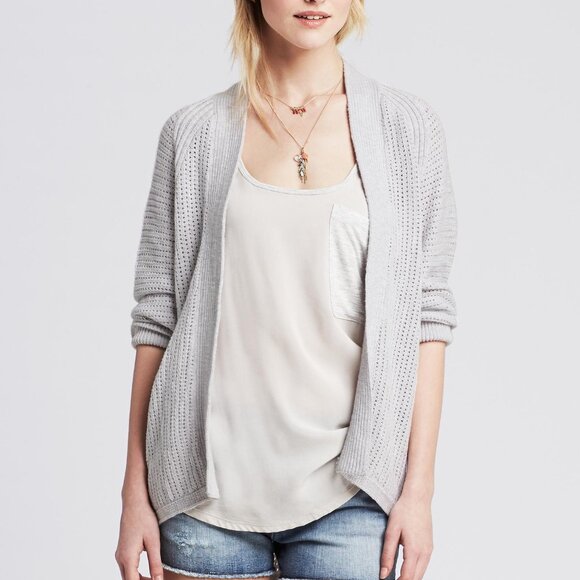 Banana Republic Textured High/Low Open Cardigan | Size M - Picture 5 of 6